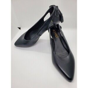 ASHRO Womens Cathina Slip on Dress Shoes Size 9M Black Kitten Heel